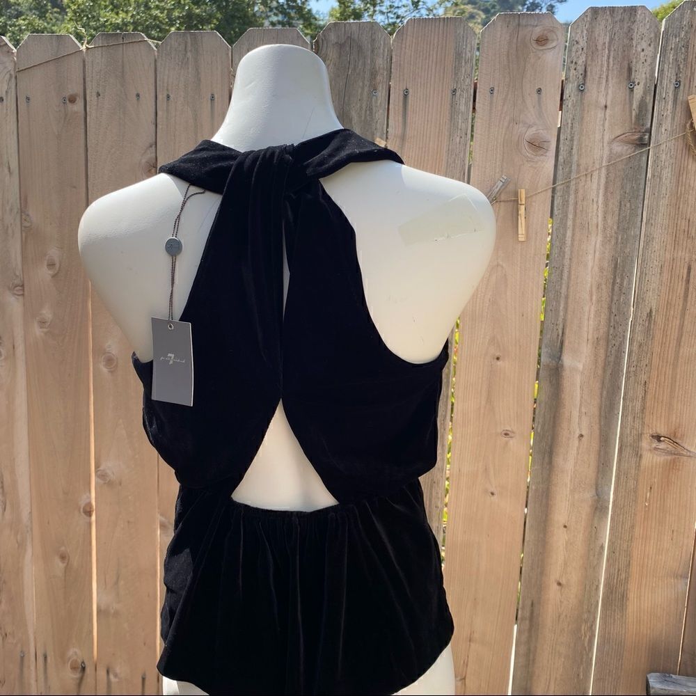 7 for all mankind “Amanda” velvet top in black size XS NWT